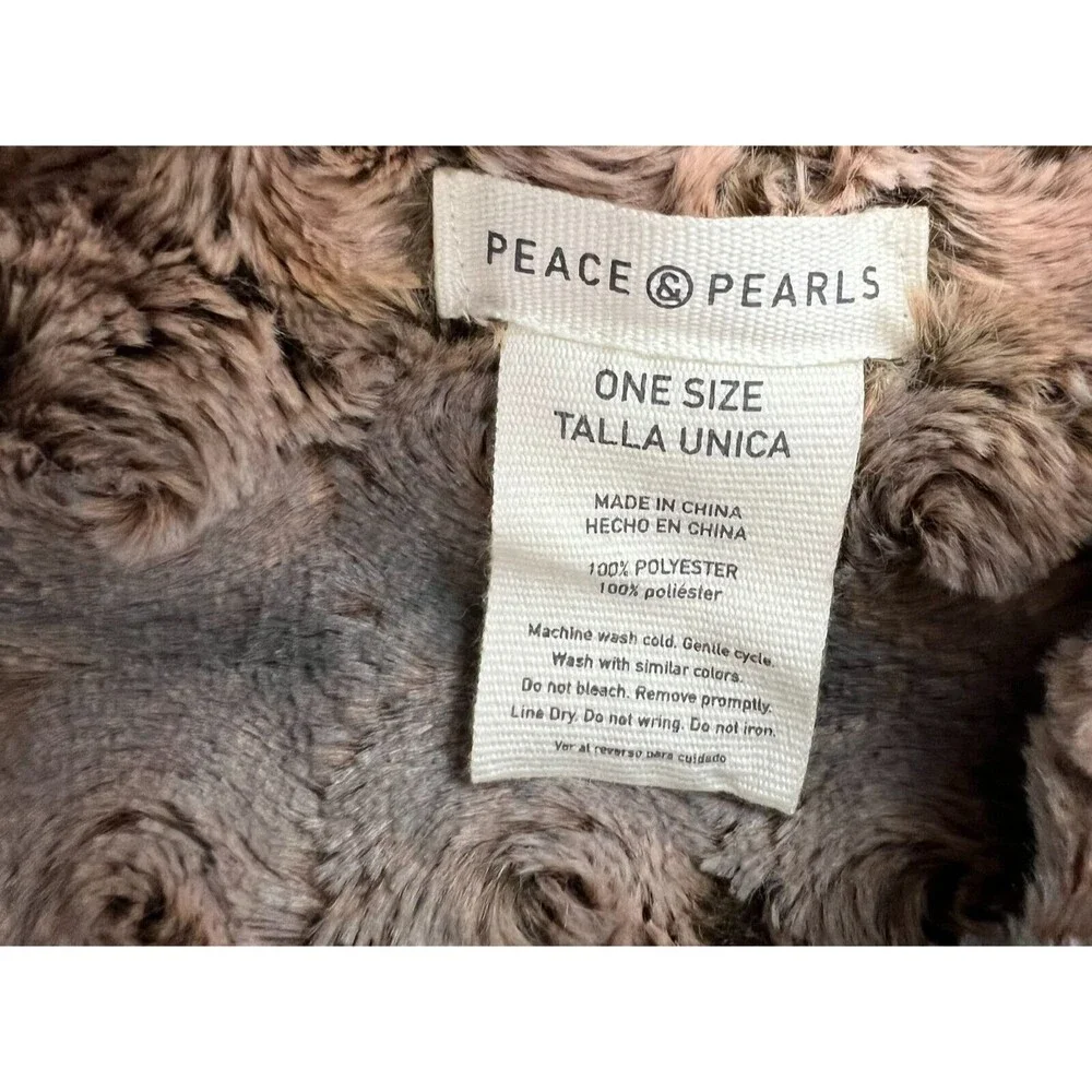 Peace & Pearls Women's Infinity Scarf  Pink / Brown Faux Fur  NWOT